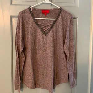 Orchid color crisscross sweater